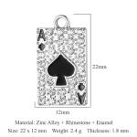 QLUYCKW Playing Card Necklace Earring Set for Women Gold Silver Punk Steel Good Luck Rock Ace Hip Hop Unisex Jewelry Gift (Silver)