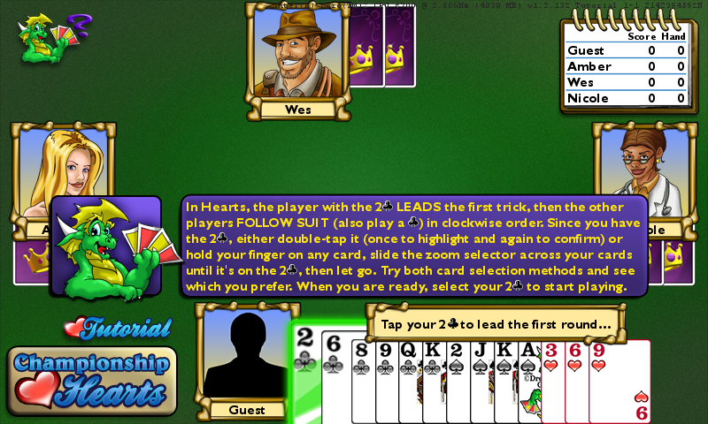 Championship Hearts Card Game - High Definition