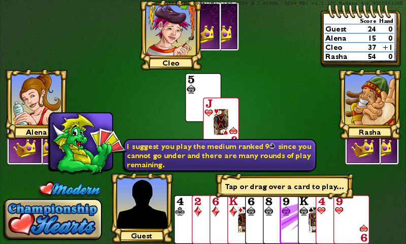 Championship Hearts Card Game - High Definition