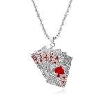 Rhinestone Ace of Hearts Card Earrings Necklace Set