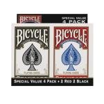 Bicycle Poker Playing Cards 4-Pack in Red and Black