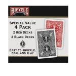 Bicycle Poker Playing Cards 4-Pack in Red and Black