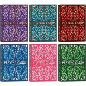 6-Pack Poker Size Playing Cards in Unique Colors