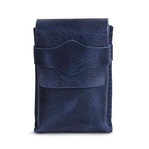 Blue Leather Playing Card Storage Case for Travel