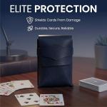 Blue Leather Playing Card Storage Case for Travel