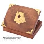 Wooden Double Deck Playing Card Box with 2 'Ace' Cards