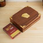 Wooden Double Deck Playing Card Box with 2 'Ace' Cards