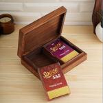 Wooden Double Deck Playing Card Box with 2 'Ace' Cards