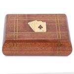 Wooden Double Deck Playing Card Box with Cards