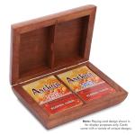 Wooden Double Deck Playing Card Box with Cards