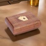 Wooden Double Deck Playing Card Box with Cards