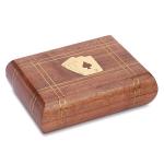 Wooden Double Deck Playing Card Box with Cards