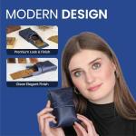 Blue Leather Playing Card Storage Case for Travel