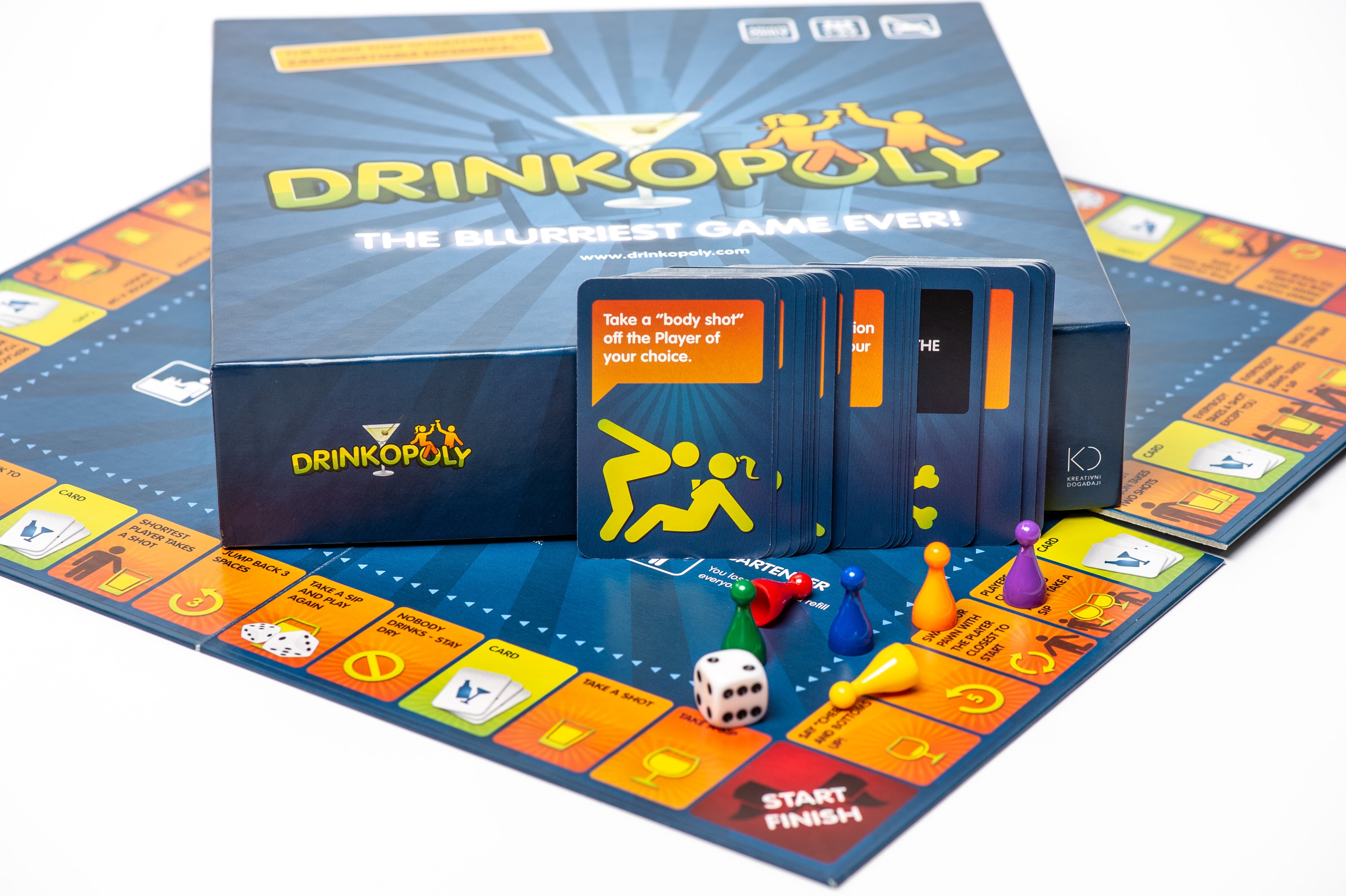 Drinkopoly: Fun Adult Drinking Game with Tokens, Cards, Dice