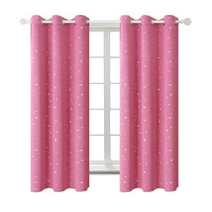 BGment Pink Blackout Curtains for Girls Bedroom, Sparkling Star Curtains Thermal Insulated Grommet Window Drapes for Dreamy Cute Princess Style Room Decor, Set of 2 Panels, 42 x 63 Inch