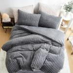 Juego de funda nórdica de franela mullida Bedsure - Funda de edredón de piel sintética tamaño queen