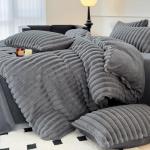 Juego de funda nórdica de franela mullida Bedsure - Funda de edredón de piel sintética tamaño queen