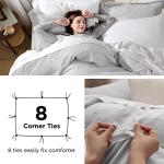 unda nórdica lisa Bedsure gris claro Queen – 3 piezas algodón prelavado