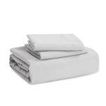 unda nórdica lisa Bedsure gris claro Queen – 3 piezas algodón prelavado