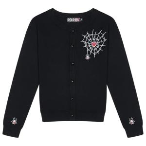 Ro Rox Gothic Spider Web Heart Cardigan, Black