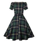 1950s Green Plaid Vintage Boatneck Cocktail Dress