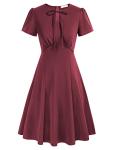 1940s Retro A-Line Dress in Wine Red