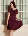 1940s Retro A-Line Dress in Wine Red