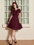 1940s Retro A-Line Dress in Wine Red