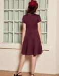 1940s Retro A-Line Dress in Wine Red