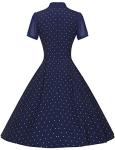 1950s Blue Retro Polka Dots Swing Dress with Pockets
