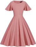 1950s Vintage Dark Pink Butterfly Sleeve Dress