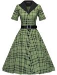 1950s Vintage Green Midi Cocktail Dress with Belt
