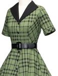 1950s Vintage Green Midi Cocktail Dress with Belt
