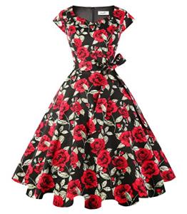 1950s Vintage Swing Dress with Cap Sleeves
