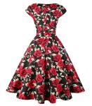 1950s Vintage Swing Dress with Cap Sleeves