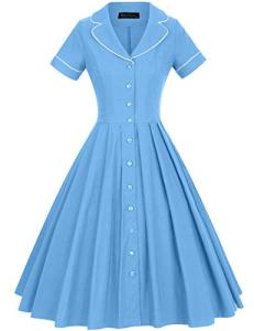 1950s Vintage Short Sleeve Swing Dress