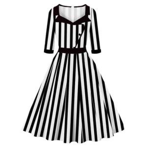 1950s Retro Swing Midi Dress - Sweetheart Neckline