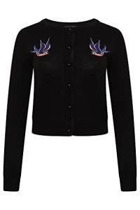 Ro Rox Black Swallows Embroidered Cardigan