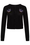 Ro Rox Black Swallows Embroidered Cardigan