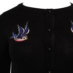 Ro Rox Black Swallows Embroidered Cardigan