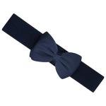 Navy Satin Bow Wide Waist Belt for Women