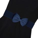 Navy Satin Bow Wide Waist Belt for Women