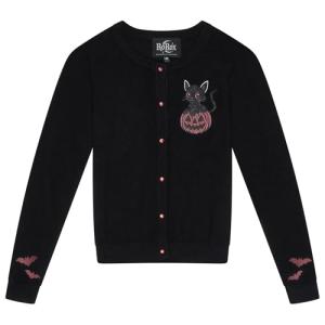 Ro Rox Halloween Cat & Pumpkin Cardigan, 2XL