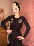 Goth Floral Skull Embroidery Cardigan - Black XL