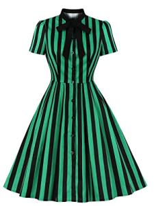 Ro Rox Lilith Stripe Midi Dress - Gothic Chic