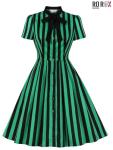 Ro Rox Lilith Stripe Midi Dress - Gothic Chic