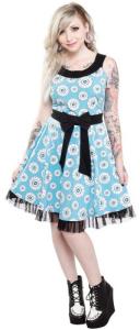 Aqua Blue & Black Eye Dance Dress by Sourpuss
