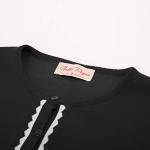 Trendy Cropped Color Block Black Cardigan for Women