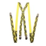 Yellow and Black Plaid Suspenders with Silver Clasps