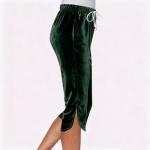 Women's Vintage Velvet High Waisted Capris with Pockets